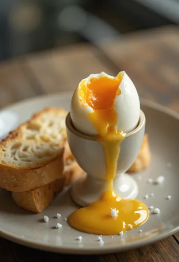 ביצה רכה מבושלת טרייה, מוגשת לארוחת בוקר.