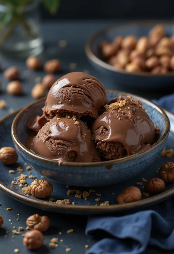 גלידת נוטלה מוגשת