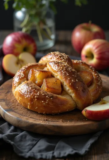 פרצל תפוחים וקינמון טרי אפוי מוגש