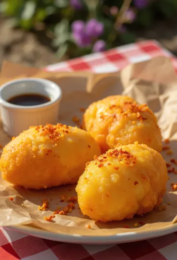 קווק-קווק עם שבבי צ'ילי, מוגש על צלחת, ביצים בציפוי פריך