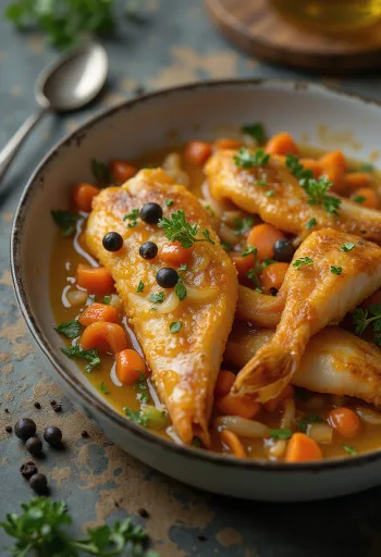 דג באסקבצ'ה מוגש עם ירקות