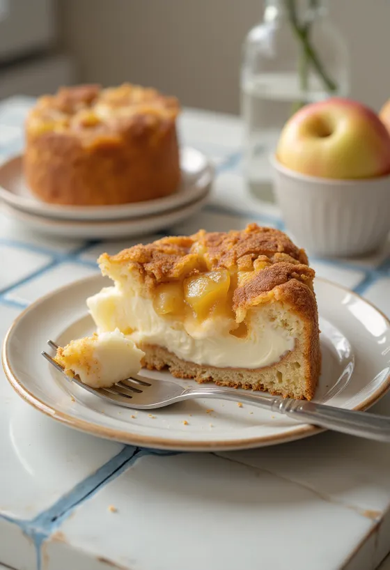 עוגת גבינת כנען עם תפוחים וקינמון מקושטת בתפוחים וקינמון