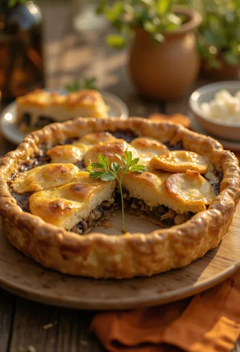 פאי פטריות טבעוני קרמי פרוס