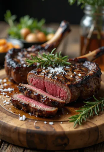 סטייק ספרינגבוק בגריל מוגש עם ירקות קלויים.