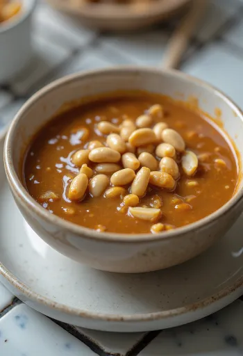 רוטב בוטנים סאטאי מוגש עם שיפודים בגריל