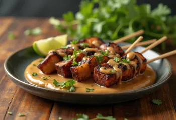 טמפה סאטאי ברוטב בוטנים צלויים בגריל