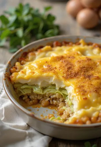 מאפה כרוב סבוי טבעוני בשכבות מוגש