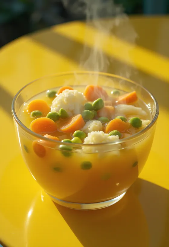 מרק ירקות טרי עם גזר, סלרי ופטרוזיליה.