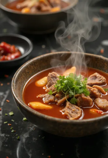 יוקג'יאנג שום מוגש עם כוסברה טרייה