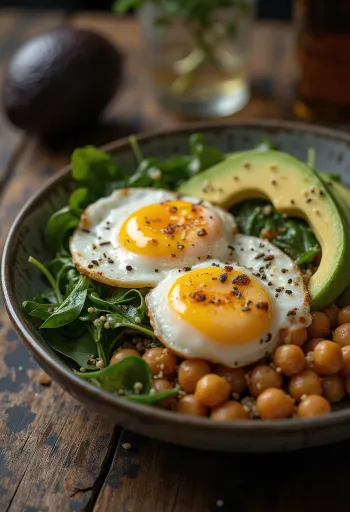 קערת בודהה עם חציל בגריל מוגש