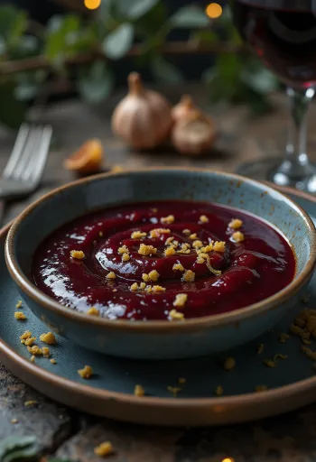 רוטב יין אדום, ליים ופפריקה מעושנת מוגש