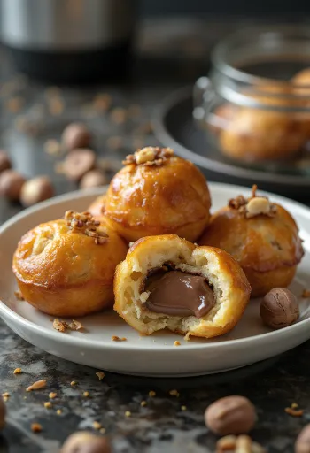 אבלסקיבר ממולא בנוטלה אפוי לזהוב, מפוזר באבקת סוכר