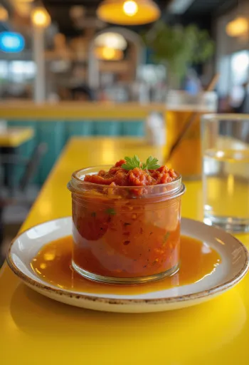 רוטב חריסה מוגש עם ירקות בגריל