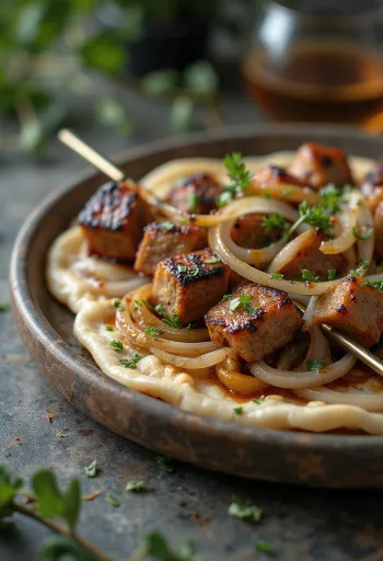 שיפודי שישליק מוגשים עם ירקות בגריל