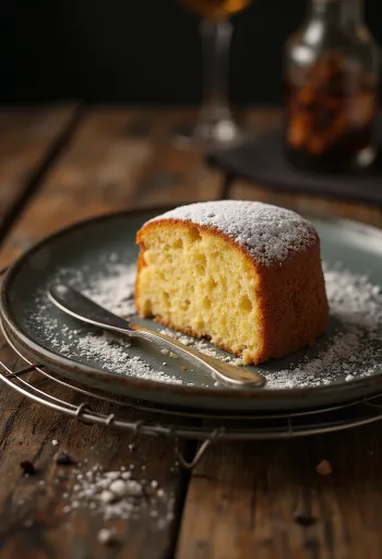 עוגת חמאה חומה מוגשת בפרוסות