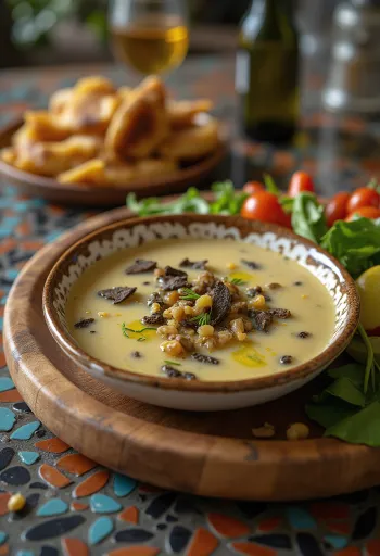 באנייה קאודה עם כמהין מוגש עם ירקות ולחם