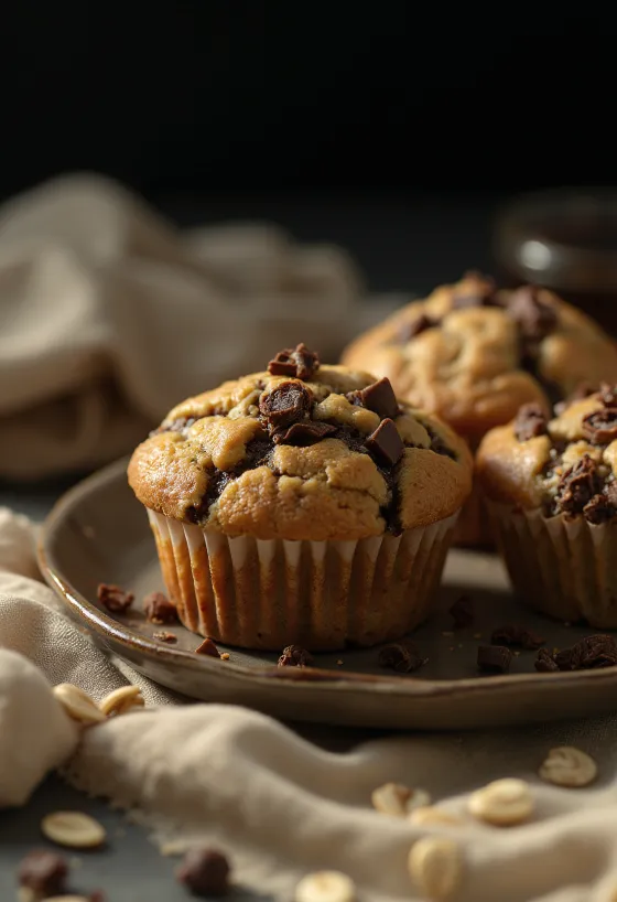 מאפינס שיבולת שועל ושוקולד מוגש