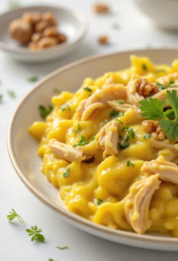 אחיי דה גלינה ללא חלב, מוגש ברוטב עוף, חלב קוקוס ופירי-פירי