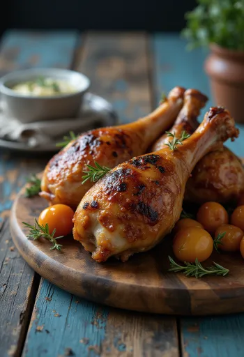 שוקי הודו מעושנים מוגשים על צלחת כפרית