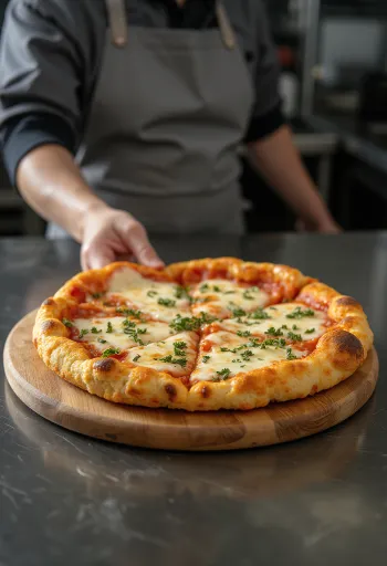 בסיס פיצה כרובית עם תוספות טבעוניות מוגש