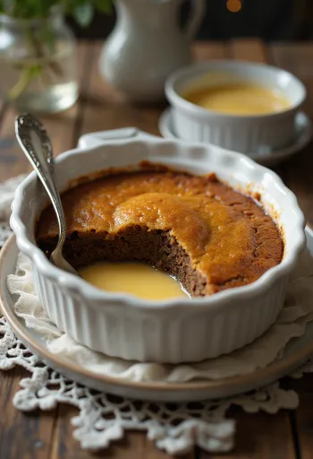 פודינג מאלבה מוגש עם רוטב וניל