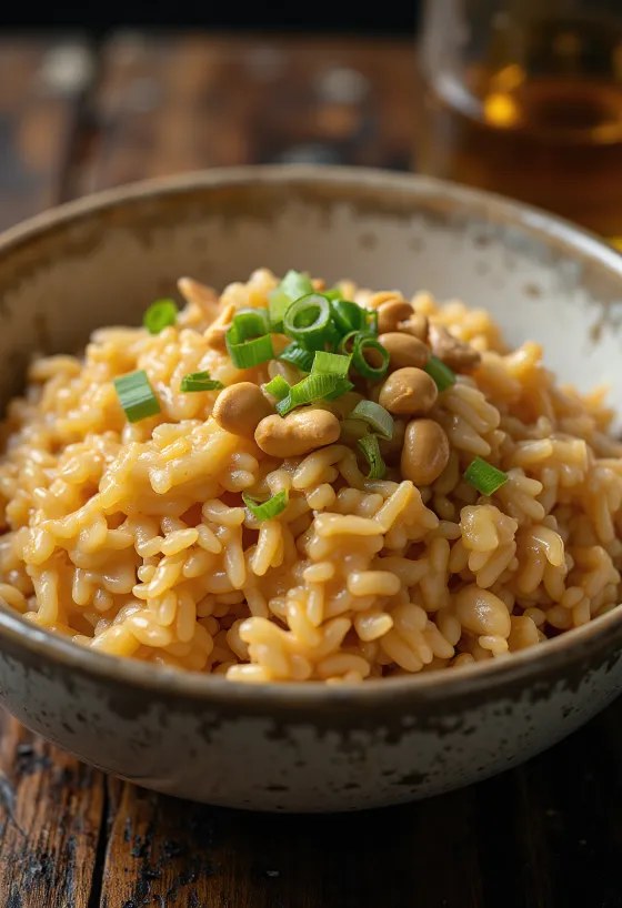 אורז ברוטב בוטנים מוגש