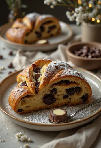 שטולן נענע ושוקולד פרוס, בזוק באבקת סוכר