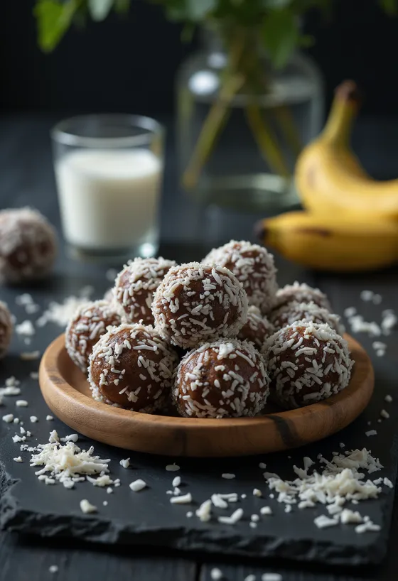 כדורי קוקוס ובננה מוגשים בקערה