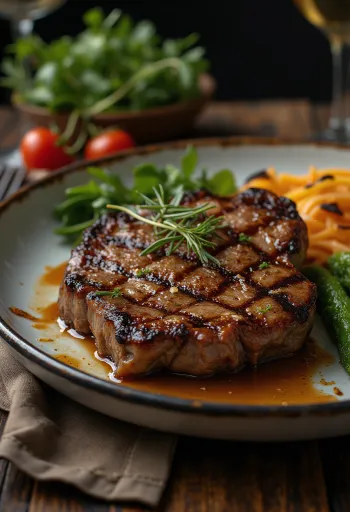 סטייק קנגורו בגריל מוגש