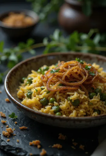 מג'דרה עדשים ואורז עם בצל מטוגן