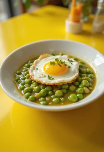 תבשיל אפונה קרמי, זרוי בפטרוזיליה טרייה