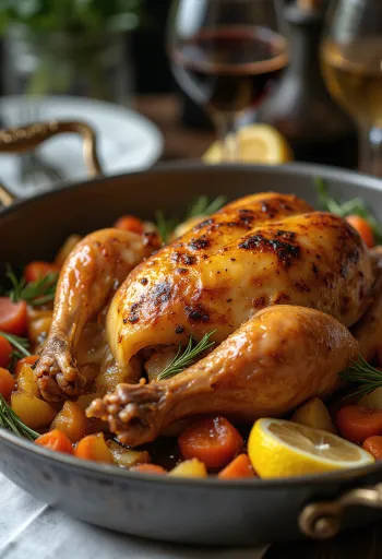 פנינית צלויה מוגשת עם ירקות צלויים