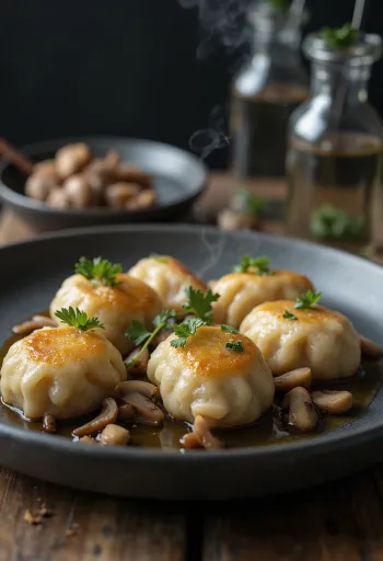 קנודל פטריות גרמני מוגש עם חמאה