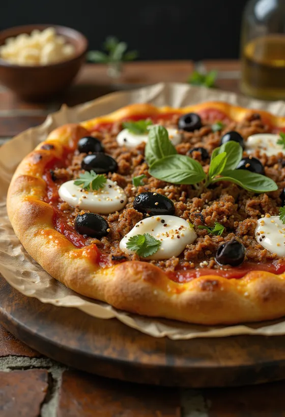 פיצה בסגנון מצרי עם כמון ושומשום