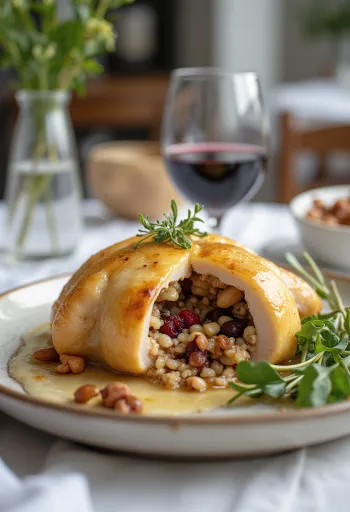 שליו ממולא באורז פרא מוגש על צלחת