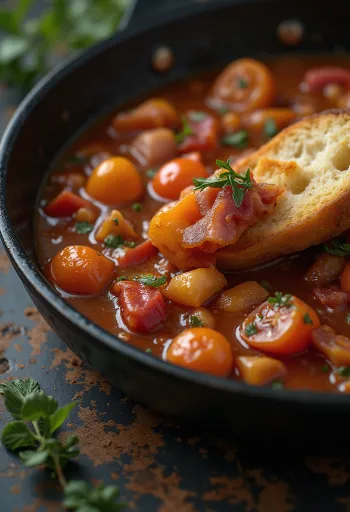 לצ'ו עם פלפל טרי, עגבניות ונקניק מעושן