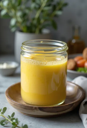 רוטב דבש ודיז'ון מוגש עם סלט