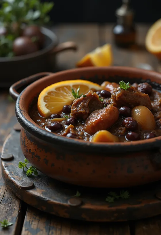 פייז'ואדה עם בקר מוגשת, תבשיל שעועית עשיר