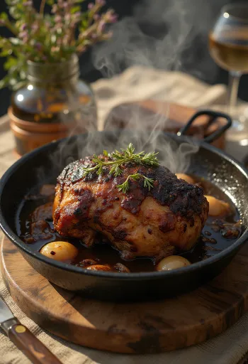 בשר תאו צלוי עם רוזמרין ויין אדום