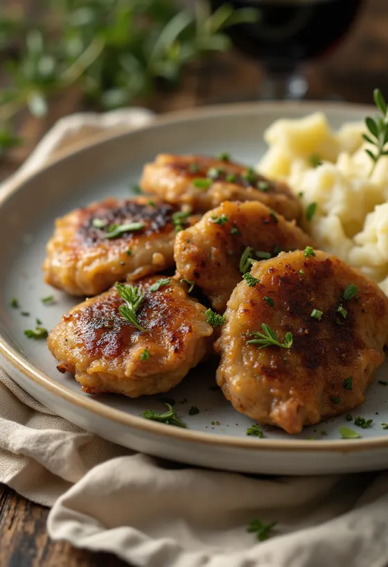 כבד עוף מטוגן פריך, מוגש עם לחם טרי ובצל סגול