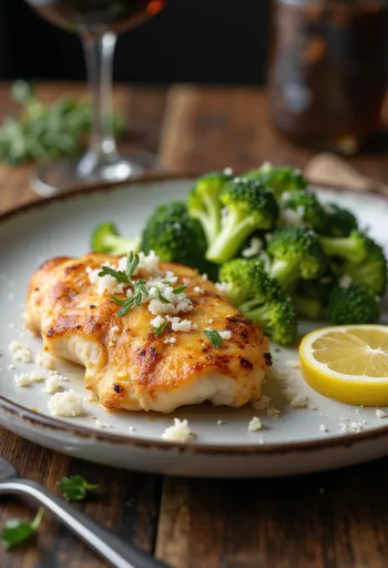 חזה עוף עם ברוקולי מוגש