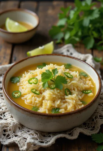 פנטה בהאט עם כוסברה, מנת אורז הודית טרייה מוגשת עם כוסברה