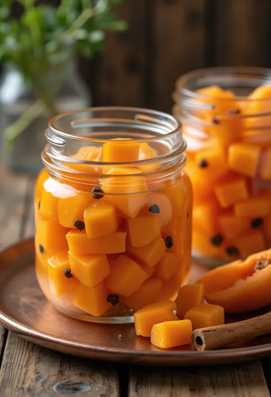 פפאיה מוחמצת מוגשת בצנצנת