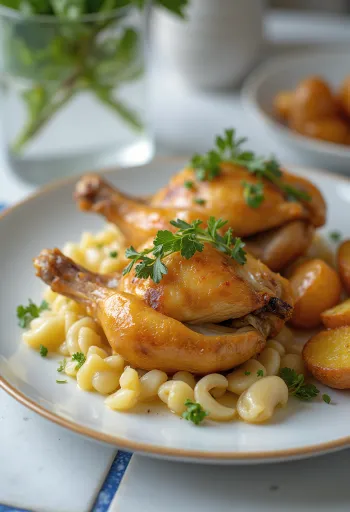 שליו צלוי עם עשבי תיבול, עור פריך ומקושט בלימון