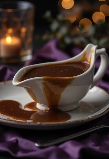 רוטב בירה חומה מוגש עם מנות בשר