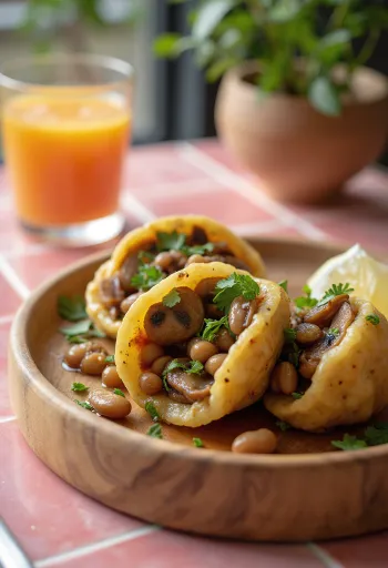 אקרז'ה עם פטריות בבצק זהוב מטוגן