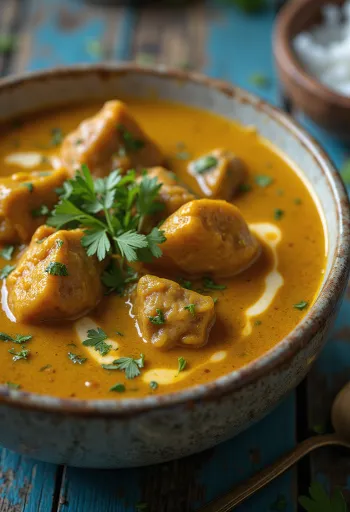 קארי בקר עם חלב קוקוס ותבלינים מוגש