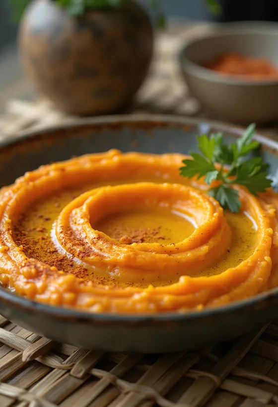 חומוס גזר פיקנטי מוגש