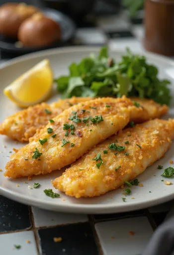 אמנון מטוגן בשמן חרדל, מוגש עם פטרוזיליה טרייה