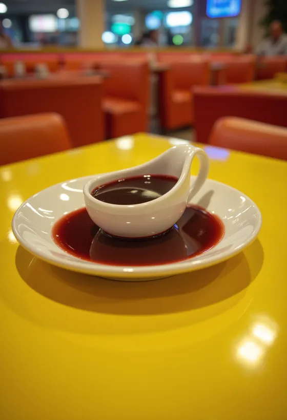 רוטב יין אדום ותפוזים בקערה, מקושט ברוזמרין טרי וקליפת תפוז